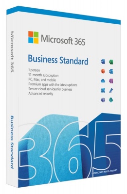 Microsoft 365 Business Standard  KLQ-00650 FPP, Subscription, License term 1 year(s), English, Medialess, P8, Premium Office Apps, 1 TB/ user OneDrive cloud storage