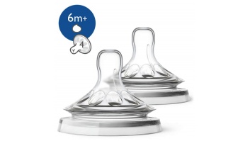 Philips Avent Natural barošanas pudeļu silikona knupīši, biezai barībai 6M+ (2 gab)
