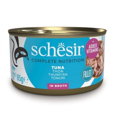 Schesir Cat Tuna in Broth, 85g - pilnvērtīgā barība - tuncis buljonā