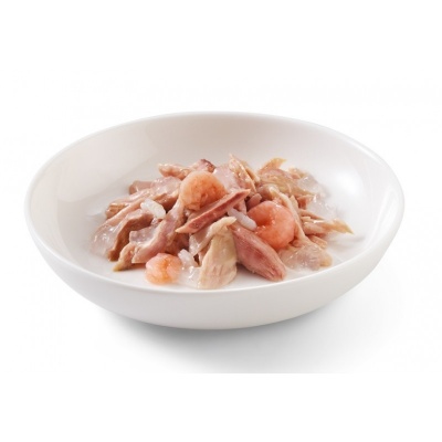 Schesir Cat Tuna with Shrimps in Jelly, 85g - pilnvērtīgā barība - tuncis un garneles želejā