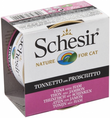 Schesir (Italy)Cat-tuncis un šķiņķis konservi želejā kaķiem 85g