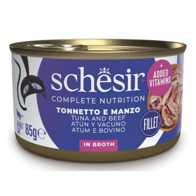 Schesir Cat Tuna with Beef In Jelly, 85g - pilnvērtīgā barība - tuncis un liellops želejā
