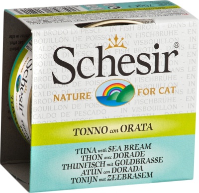 Schesir (Italy) Cat-тунец и морской лещ в бульоне для кошек 70г