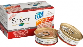 Schesir vistas fileja un pīle savā sulā kaķiem MULTIPACK IEPAKOJUMS, 6gb х 50g