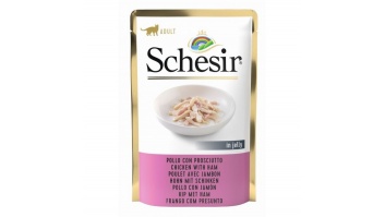 Schesir Cat Chicken with Ham, 85g - vistas fileja un šķiņķis želejā