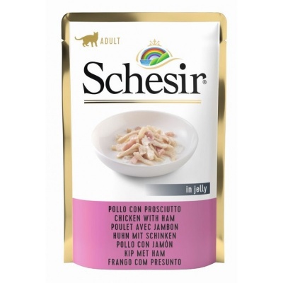 Schesir Cat Chicken with Ham, 85g - vistas fileja un šķiņķis želejā