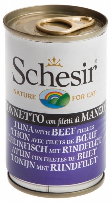 Schesir (Italy)Cat-ТУНЕЦ И ГОВЯЖЬЕ ФИЛЕ В ЖЕЛЕ, 140г