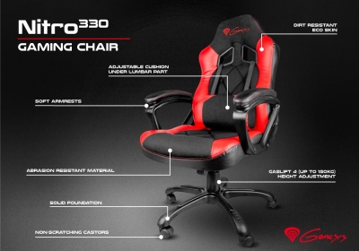 Genesis Gaming chair Nitro 330, NFG-0752, Black - red