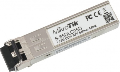 MikroTik S-85DLC05D SFP, Multi-Mode Fiber, Dual LC, 10/100/1000 Mbit/s, Wavelength 850 nm, Maximum transfer distance 550 m, -40 to 70C