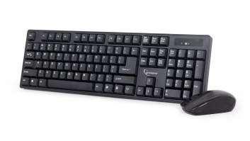 Gembird Keyboard and mouse KBS-W-01  Desktop set, Wireless, Keyboard layout US, Black, Mouse included, English, Numeric keypad, 390 g
