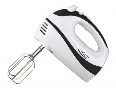 Hand Mixer Adler AD 4205 b White, Black, Hand Mixer, 300 W, Number of speeds 5, Shaft material Stainless steel,