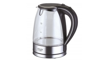 Kettle Adler Kettle AD 1225 Standard, Glass, Stainless steel/Black, 2000 W, 360° rotational base, 1.7 L