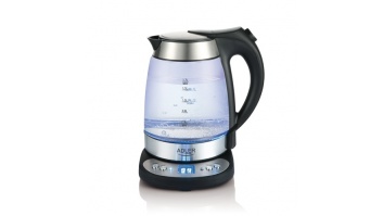 Adler Kettle AD 1247 With electronic control, Stainless steel, glass, Stainless steel/Transparent, 1850 - 2200 W, 360° rotational base, 1.7 L