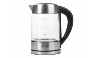 Adler Kettle  AD 1247  With electronic control, Stainless steel, glass, Stainless steel/Transparent, 1850 - 2200 W, 360° rotational base, 1.7 L