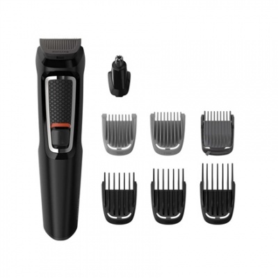 Philips Warranty 24 month(s), stubble combs (1,2 mm) , 1 adjustable beard comb (3-7 mm) and 3 hair combs (9,12,16 mm)., 8-in-1 trimmer Multigroom series 3000, Cordless