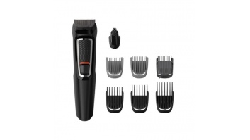 Philips Warranty 24 month(s), stubble combs (1,2 mm) , 1 adjustable beard comb (3-7 mm) and 3 hair combs (9,12,16 mm)., 8-in-1 trimmer Multigroom series 3000, Cordless