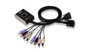 Aten 2-Port USB DVI/Audio Cable KVM Switch with Remote Port Selector