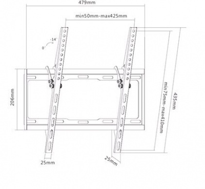 Sunne Wall mount, 32-55-ET, 32-55 ", Tilt, Maximum weight (capacity) 35 kg, Black