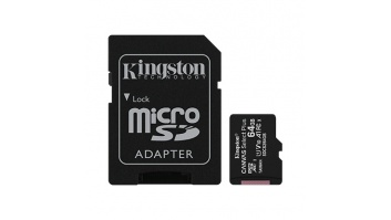 Kingston Canvas Select Plus UHS-I 64 GB, MicroSDXC, Flash memory class 10, SD Adapter