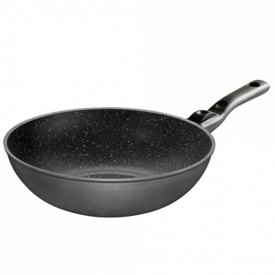 Stoneline 19569 Wok, 30 cm, Suitable for all cookers including induction, Anthracite, Non-stick coating, Removable handle