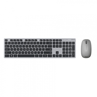 Asus W5000 tastatūru un peļu komplekts, bezvadu, tastatūras izkārtojums krievu, pelēks, bezvadu savienojuma pele: USB, pievienota pele, 460 g90XB0430-BKM0J0