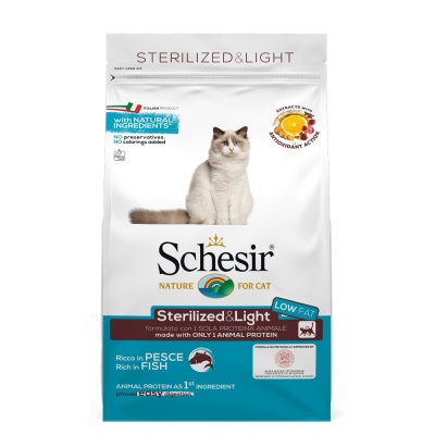 Schesir STERILIZED&LIGHT FISH рыбой для стерилизованных кошек и кошек с лишним  весом 400г