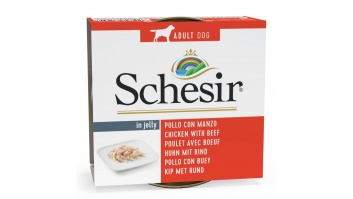 SCHESIR Dog Chicken Fillets with Beef Fillets in Jelly, 150g - vistas un liellopa fileja želejā