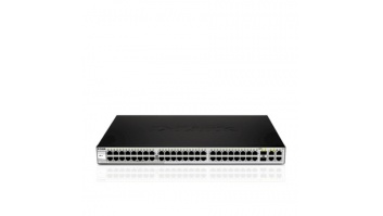 D-LINK DGS-1210-52, Gigabit Smart Switch with 48 10/100/1000Base-T ports and 4 Gigabit MiniGBIC (SFP) ports, 802.3x Flow Control, 802.3ad Link Aggregation, 802.1Q VLAN, 802.1p Priority Queues, Port mirroring, Jumbo Frame support, 802.1D STP, ACL, LLDP, Ca