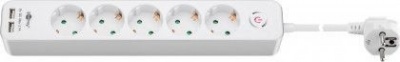 Goobay 5-way power strip with switch and 2 USB ports 1.5 m White