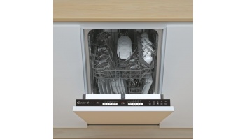 Candy trauku mazgājamā mašīna CDIH 1L952 Iebūvētais platums 44,8 cm Vietu skaits 9 Programmu skaits 5 Energoefektivitātes klase F AquaStop funkcija Neattiecas