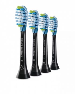 Philips Toothbrush Heads HX9044/33 Sonicare C3 Premium Plaque Heads, For adults and kids, Number of brush heads included 4, Sonic technology, Black