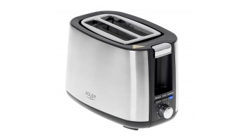 Adler Toaster AD 3214  Power 750 W, Number of slots 2, Housing material Stainless steel, Stainless steel/Black