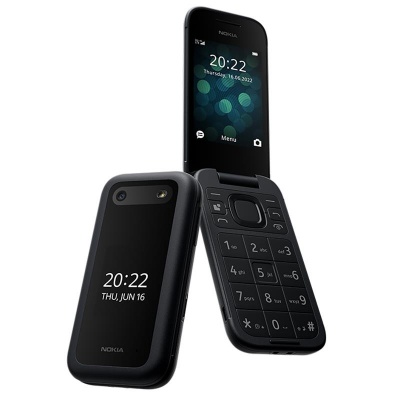 Nokia 2660 Flip Black, 2.8 ", TFT LCD, 240 x 320, Unisoc, T107, Internal RAM 0.048 GB, 0.128 GB, microSDHC, Dual SIM, Main camera 0.3 MP, 1450  mAh