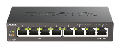 D-Link 8-Port Gigabit PoE Switch (4xPoE) DGS-1008P Unmanaged, Desktop, 60 W
