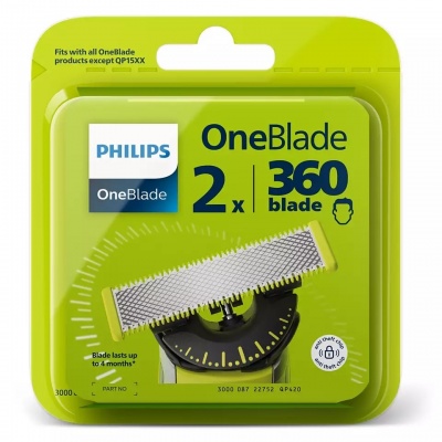 Philips OneBlade Replacement blade, 2 pcs 	QP420/50 Black/Green
