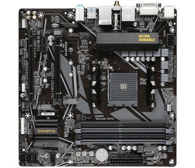 Gigabyte B550M DS3H AC 1.0/1.1/1.2/1.3 M/B Processor family AMD, Processor socket AM4, DDR4 DIMM, Memory slots 4, Supported hard disk drive interfaces 	SATA, M.2, Number of SATA connectors 4, Chipset AMD B550, Micro ATX
