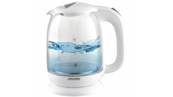 Mesko Kettle MS 1302w Electric, 2200 W, 1.7 L, Glass, 360° rotational base, White