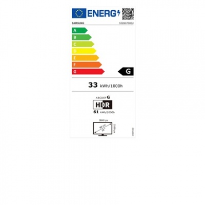 Samsung Flat Monitor LS32BG700EUXEN 32 ", IPS, UHD, 3840 x 2160, 16:9, 1 ms, 300 cd/m², Black, 144 Hz, HDMI ports quantity 2