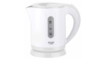 Adler Kettle AD 1371w Electric, 850 W, 0.8 L, Stainless steel/Polypropylene, 360° rotational base, White