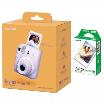 Fujifilm Instax Mini 12 Camera + Instax Mini Glossy (10pl) Lilac Purple