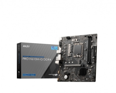 MSI PRO H610M-G DDR4 Processor family Intel, Processor socket  LGA1700, DDR4 DIMM, Memory slots 2, Supported hard disk drive interfaces 	SATA, M.2, Number of SATA connectors 4, Chipset Intel H610, M-ATX