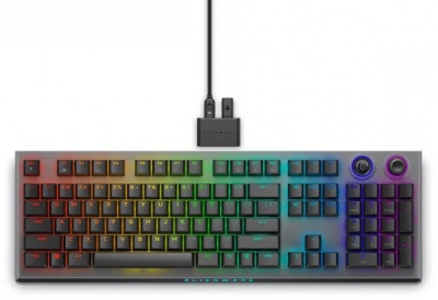 Dell Alienware Tri-Mode AW920K Wireless Gaming Keyboard, RGB LED light, US, Wireless, Dark Side of the Moon, Bluetooth, Numeric keypad, CHERRY MX Red