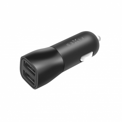 Fixed Dual USB Car Charger Black, 15 W