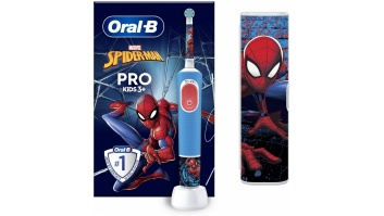 Oral-B Vitality PRO Kids Spiderman Electric Toothbrush with Travel Case, Blue