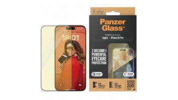 PanzerGlass Screen protector, Apple, iPhone 15 Pro, Glass, Clear, Eyecare