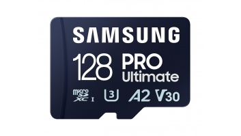 Samsung MicroSD Card with Card Reader PRO Ultimate 128 GB, microSDXC Memory Card, Flash memory class U3, V30, A2