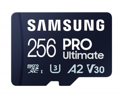 Samsung MicroSD Card PRO Ultimate 256 GB, microSDXC Memory Card, Flash memory class U3, V30, A2, SD adapter