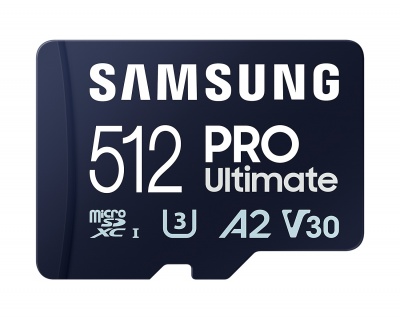 Samsung MicroSD Card with Card Reader PRO Ultimate 512 GB, microSDXC Memory Card, Flash memory class U3, V30, A2