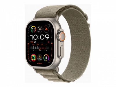 Apple Apple Watch Ultra 2 GPS + Cellular, 49mm Titanium Case with Olive Alpine Loop - Small