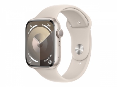 Apple Apple Watch Series 9 GPS 45mm Starlight Aluminium Case with Starlight Sport Band - S/M